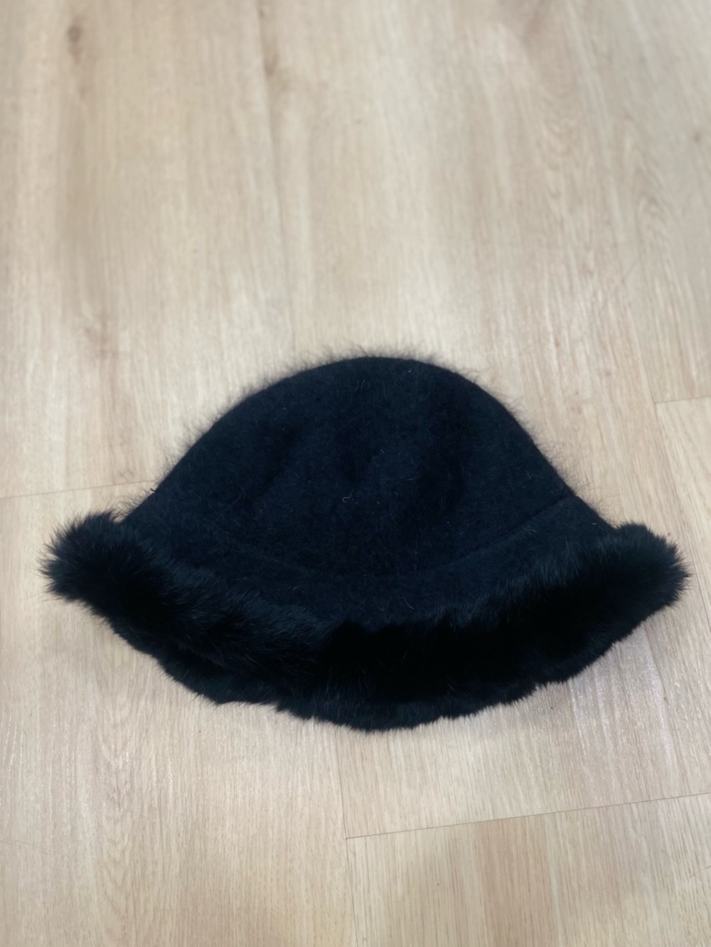 Vintage Cheveux black angora fur bucket hat